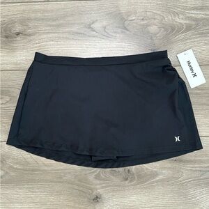 Hurley Black Ruched Lined Swim Skirt Size Large